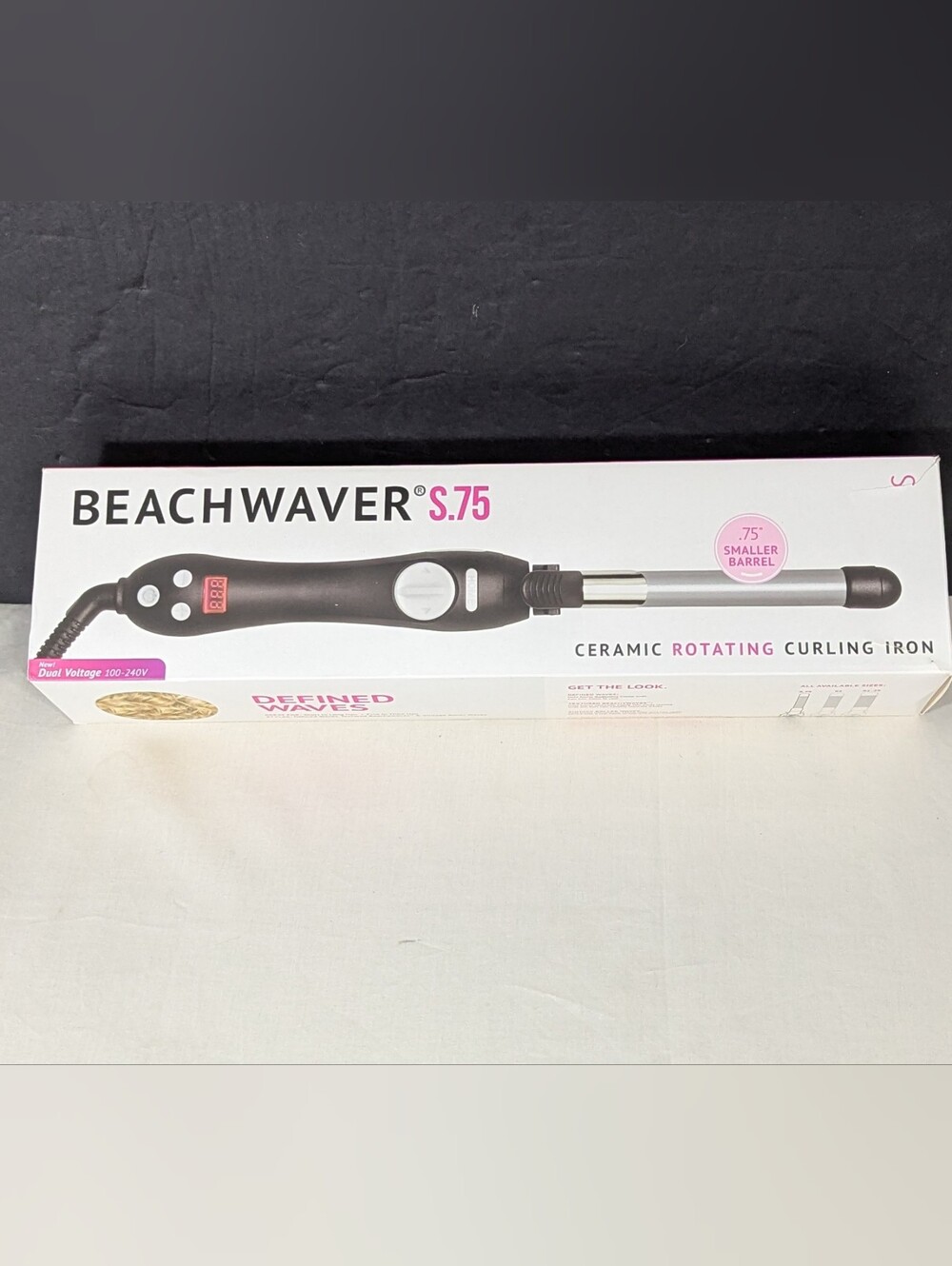 BEACHWAVER S-75 Curling Iron — Black. New Open Box